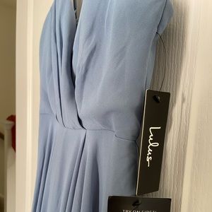 Lulu’s Drop Neck Strappy Maxi Dress Blue